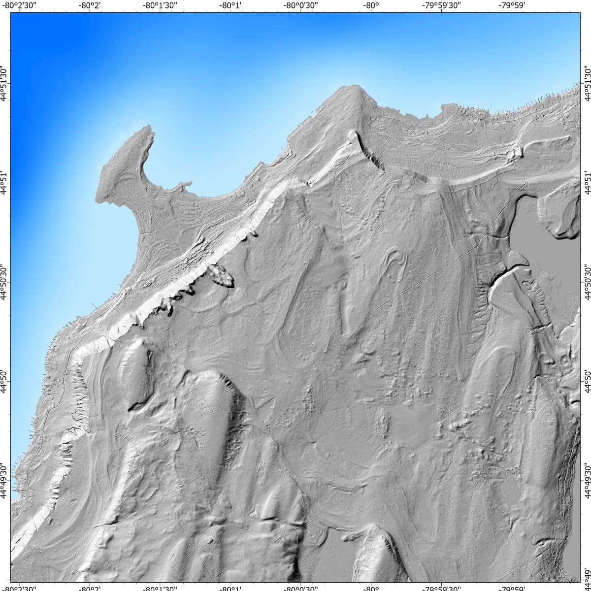 Topographic map of coastal terrain