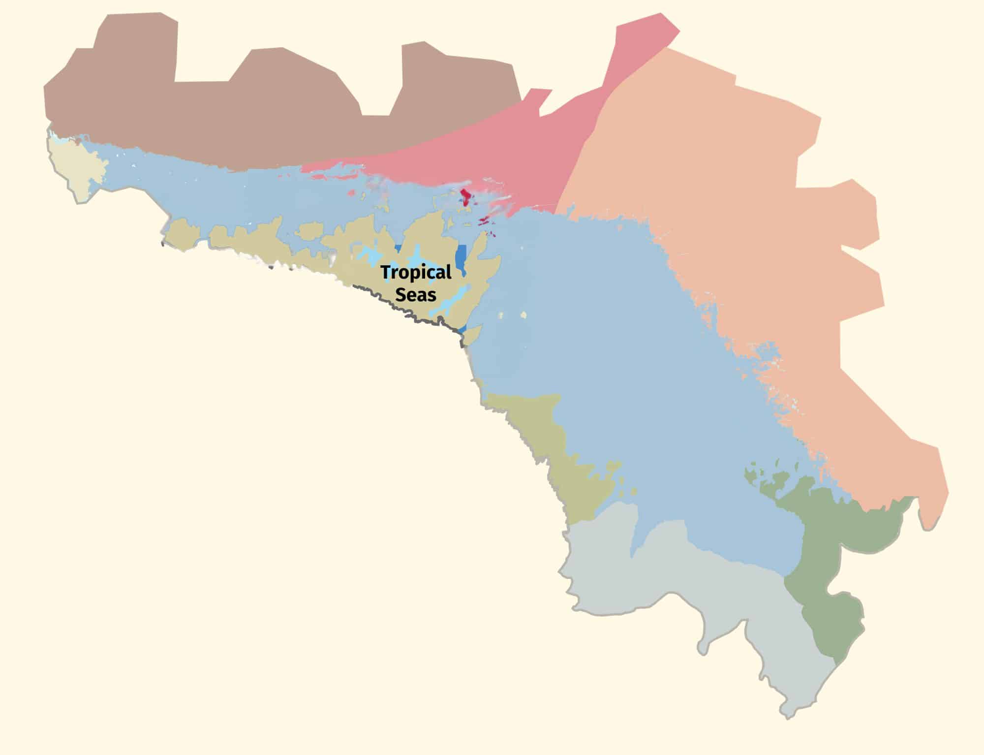 Colorful map of geographical regions