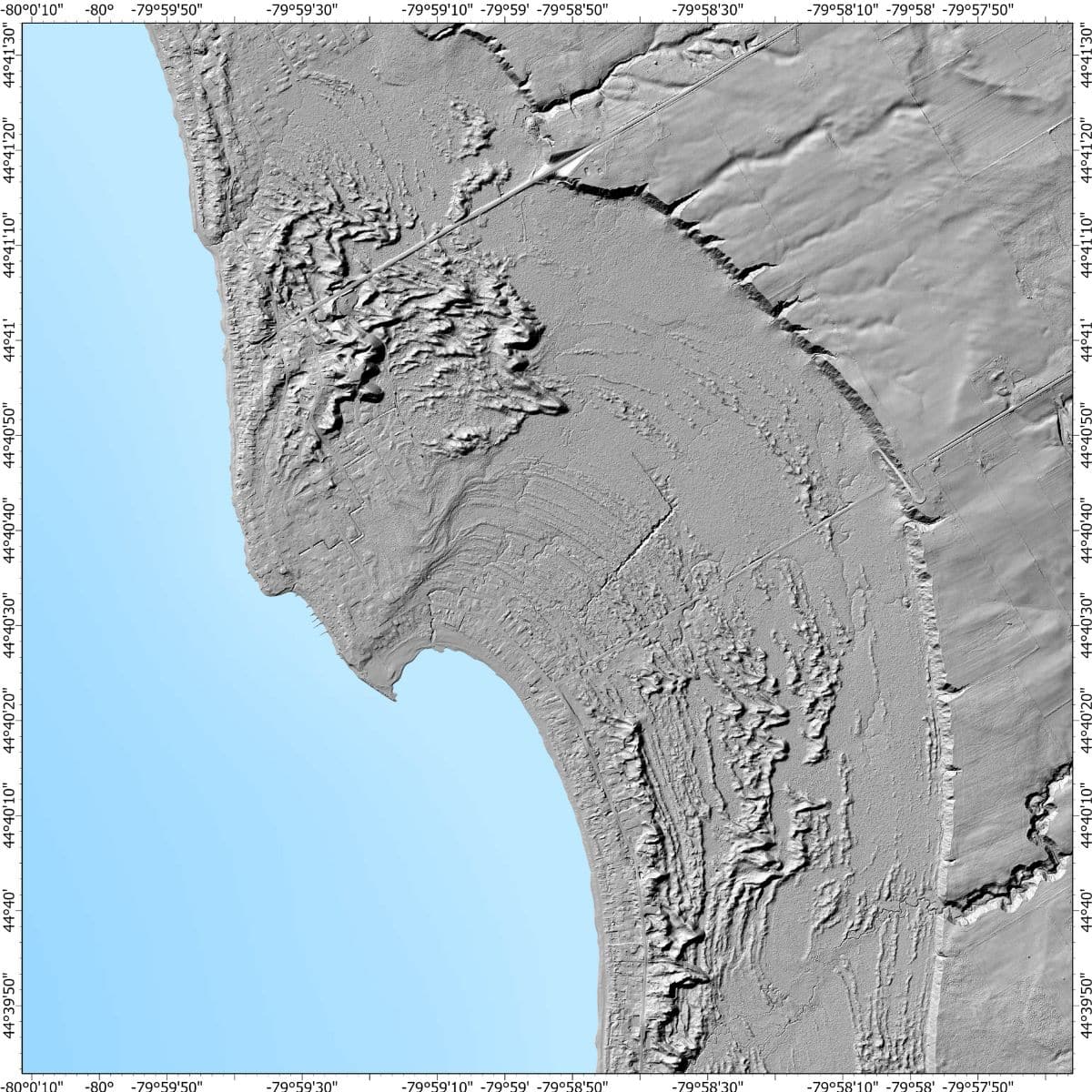 Topographic map of coastal area