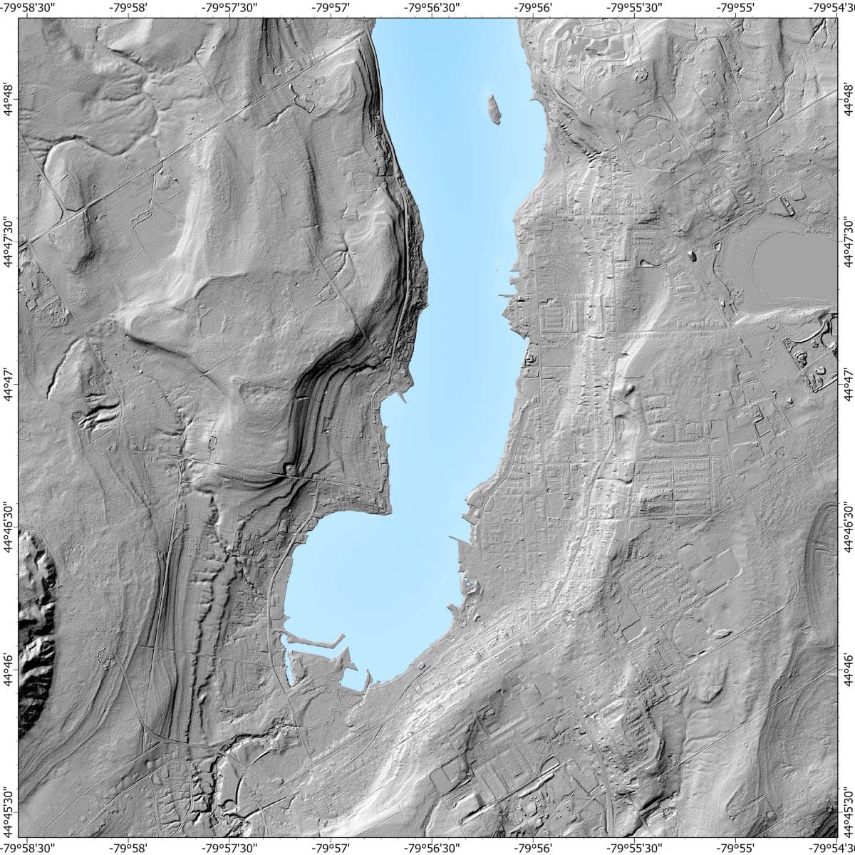 Topographic map of Penetanguishene Bay