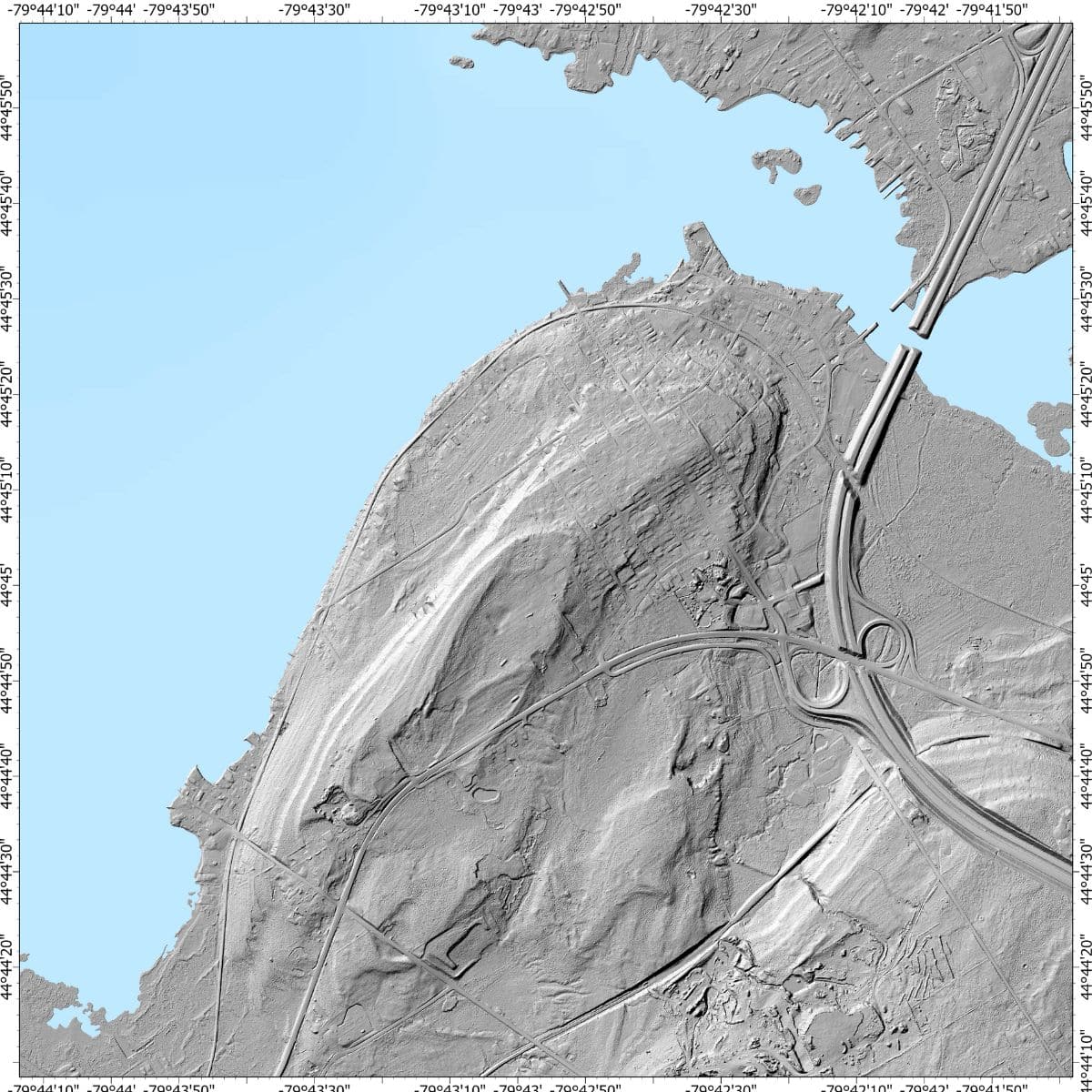 Topographic map of coastal area