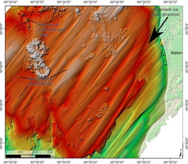 Topographic map with geological features